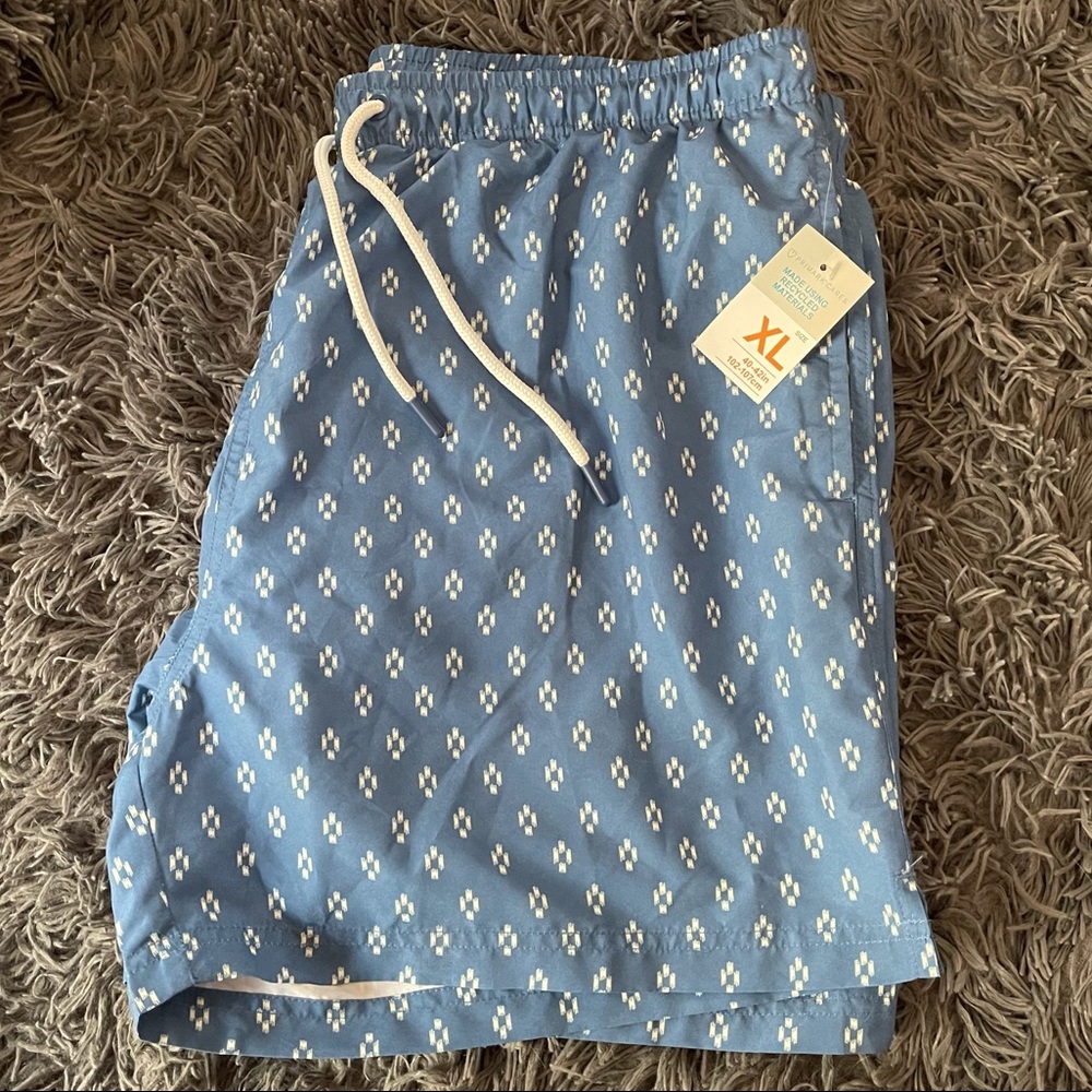 Mens Light Blue Swim Trunks, Size XL